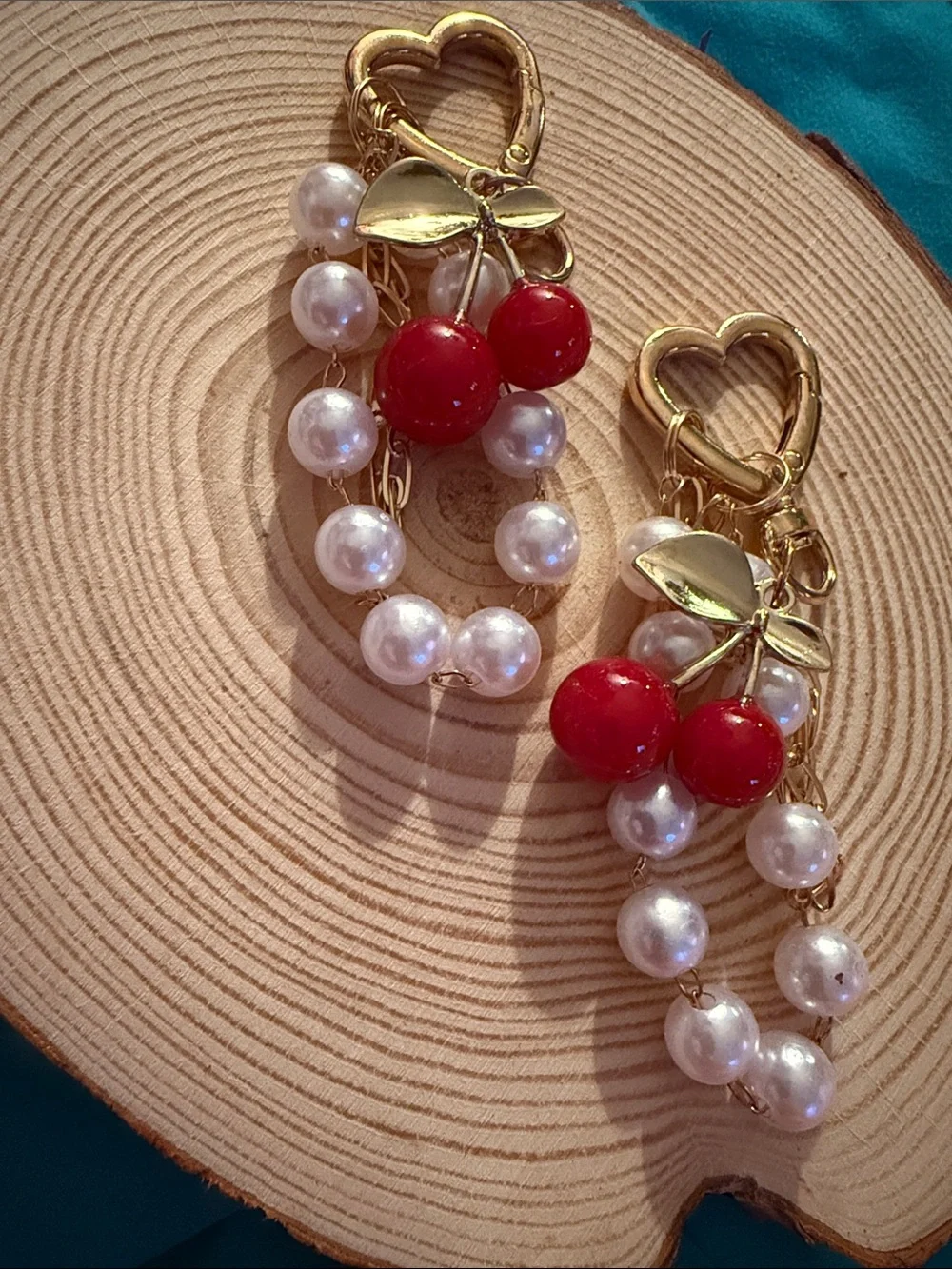 New Women’s Handmade Cherry & Pearl Keychains selling separately